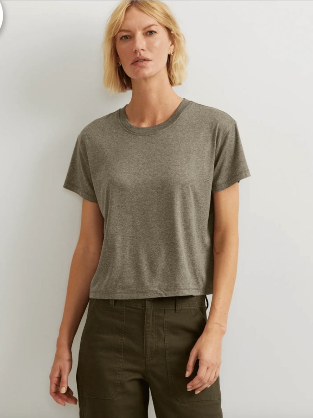 Eddie Bauer Surreal Travel Crewneck TShirt NEW NWT army olive green dark fatigue